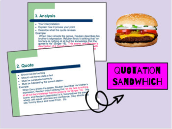 Quote Sandwich Graphic Organizer - Quotation Sandwich Worksheet - Each