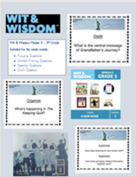 Preview of Wit & Wisdom Module 3 Focusing Questions for 3rd Grade - Full Module