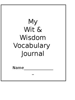 Preview of Wit & Wisdom Vocabulary Journal Editable