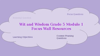 Preview of Wit and Wisdom Grade 5 Module 1 Focus Wall