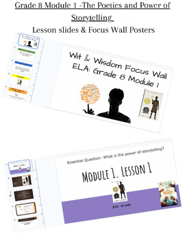 Preview of Wit and Wisdom Grade 8 ELA Module 1 - ALL Lesson Slides & Focus Wall BUNDLE