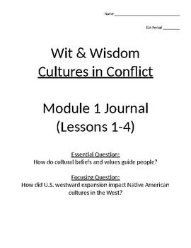 Preview of Wit and Wisdom Module 1 Lessons 1-4 Journal