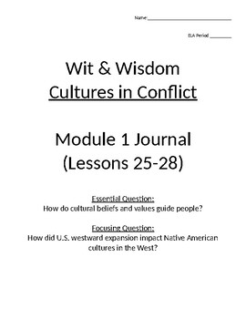 Preview of Wit and Wisdom Module 1 Lessons 25-28 Journal