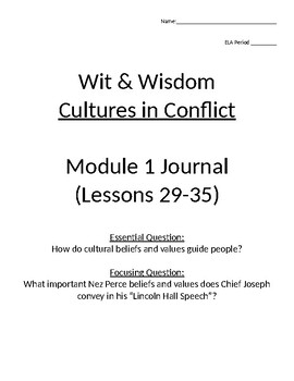 Preview of Wit and Wisdom Module 1 Lessons 29-35 Journal