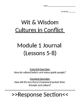 Preview of Wit and Wisdom Module 1 Lessons 5-8 Journal