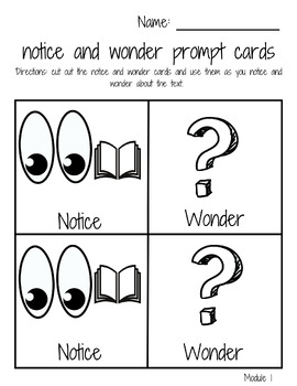 Preview of Wit and Wisdom Notice and Wonder Cards