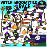 Witch Broomstick Race Clip Art Set {Educlips Clipart}