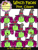 Witch Faces Clip Art - Pink (School Designhcf)