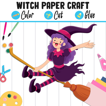 Preview of Witch Paper Craft for Kids: Color, Cut, and Glue, a Fun Activity for K to 2nd