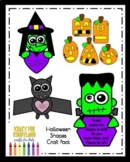 Witch, Pumpkins, Bat, Frankenstein: Halloween Shape Craft 