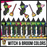 Witch and Broom Color-Matching Clip Art