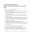 Witch of Blackbird Pond Comprehension Quiz ch. 16-21