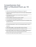 Witch of Blackbird Pond Comprehension Quiz ch. 6-10