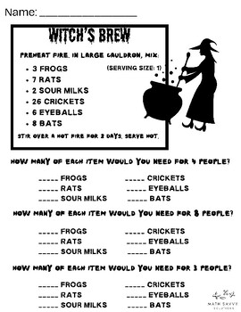 Witch's Brew-Halloween Multiplication Activity by Math Savvy Solutions