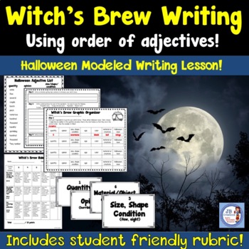 Preview of Witch's Brew Writing Activity Set with Order of Adjectives