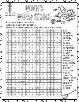 Witch's Word Search by Miss Amy's Creations | TPT