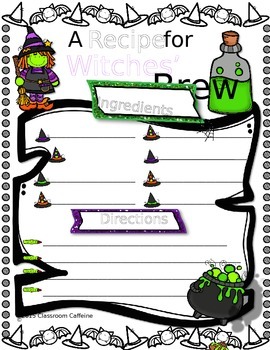 Preview of Witches Brew Recipe Paper {FREEBIE}