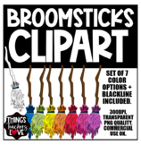 Witches Broomsticks Clipart Set for Classroom Decor, COMME