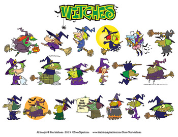 Witches Cartoon Clipart for all Grades by Ron Leishman Digital Toonage