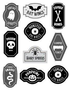 Preview of Witches Kitchen Dramatic Play Bottle Labels