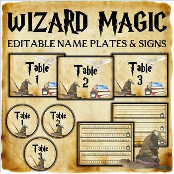Wizard Classroom Decor: Editable Name Plates and Signs by KTeacherTiff