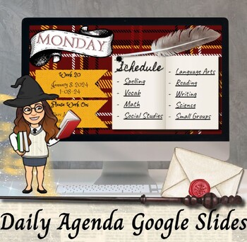 Preview of Wizard Houses - Daily Agenda Slides - Harry Potter Inspired - Set 1