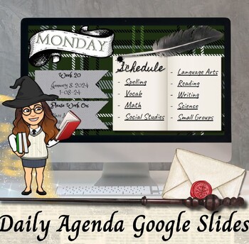 Preview of Wizard Houses - Daily Agenda Slides - Harry Potter Inspired - Set 2