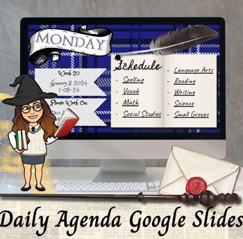 Preview of Wizard Houses - Daily Agenda Slides - Harry Potter Inspired - Set 3