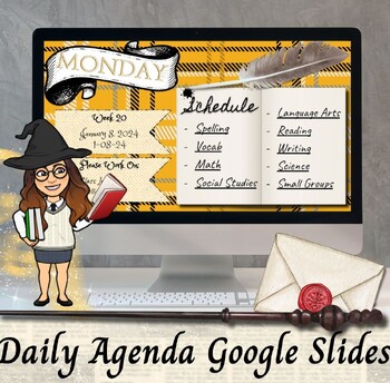 Preview of Wizard Houses - Daily Agenda Slides - Harry Potter Inspired - Set 4