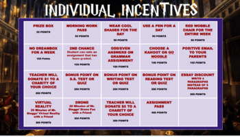 Preview of Wizard Inspired Individual Incentives Board
