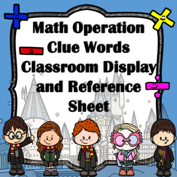 Preview of Wizard Math Operation Clue Words Bulletin Board and Reference Sheet