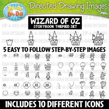 Preview of Wizard of OZ Storybook Directed Drawing Images Clipart Set