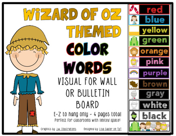Preview of Wizard of Oz Color Words- Wall or Bulletin Board Display