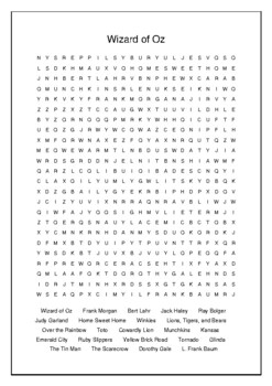 Wizard of Oz Crossword Puzzle and Word Search Movie Bell Ringer