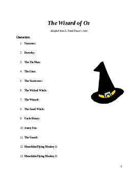 Preview of Wizard of Oz Script