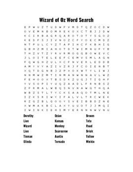 Preview of Wizard of Oz Word Search