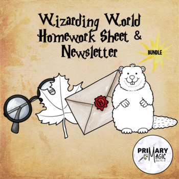Preview of Wizarding World Homework Sheet & Newsletter Color & BW***Bundle***