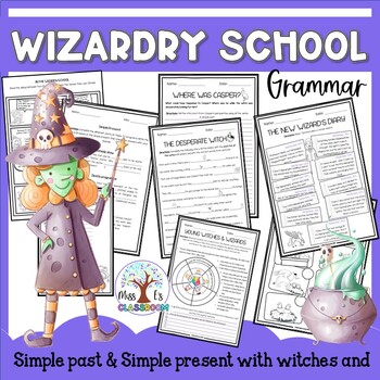 Preview of Wizard school for wizards & witches-Simple present & Past (digital & printable)
