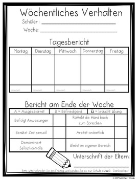 Preview of Wöchentliches Verhalten auf Deutsch - Weekly / Daily Behavior Log in German