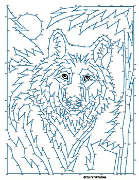 Wolf Extreme Dot-to-Dot / Connect the Dots PDF by Tim's Printables