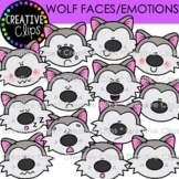 Wolf Faces and Emotions Clipart {Wolf Clipart}