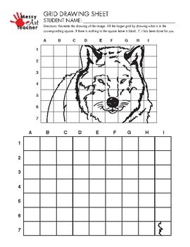 Wolf Grid Drawing Worksheet for Middle/High Grades by Messy Art Teacher