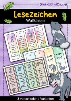 Preview of Wolf Lesezeichen für die Wolfklasse - 3 Varianten (Deutsch)