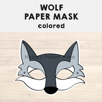 Wolf Paper Mask Printable Woodland Forest Animal Craft Activity Costume