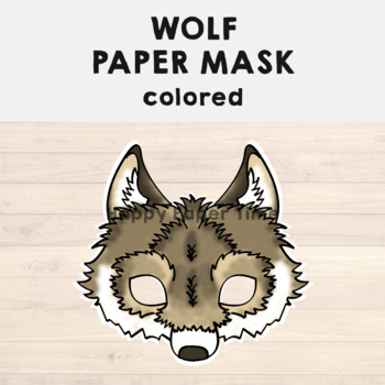 Wolf Paper Mask Printable Woodland Forest Animal Craft Activity Costume