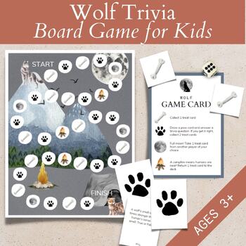 Preview of Wolf Trivia Board Game, Early Finishers, Dice, Turn Taking, Wildlife Animals