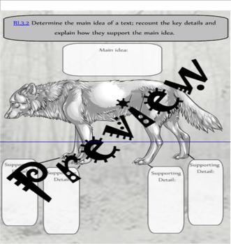 Preview of Wolf themed Main Idea and Detail Graphic Organizer