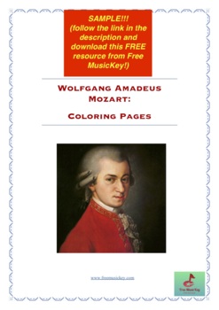 Preview of Wolfgang Amadeus Mozart: Coloring Pages (by Free MusicKey)