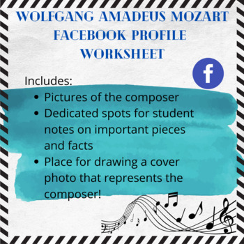 Preview of Wolfgang Amadeus Mozart Facebook Profile Worksheet