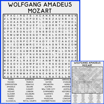 Preview of Wolfgang Amadeus Mozart Word Search